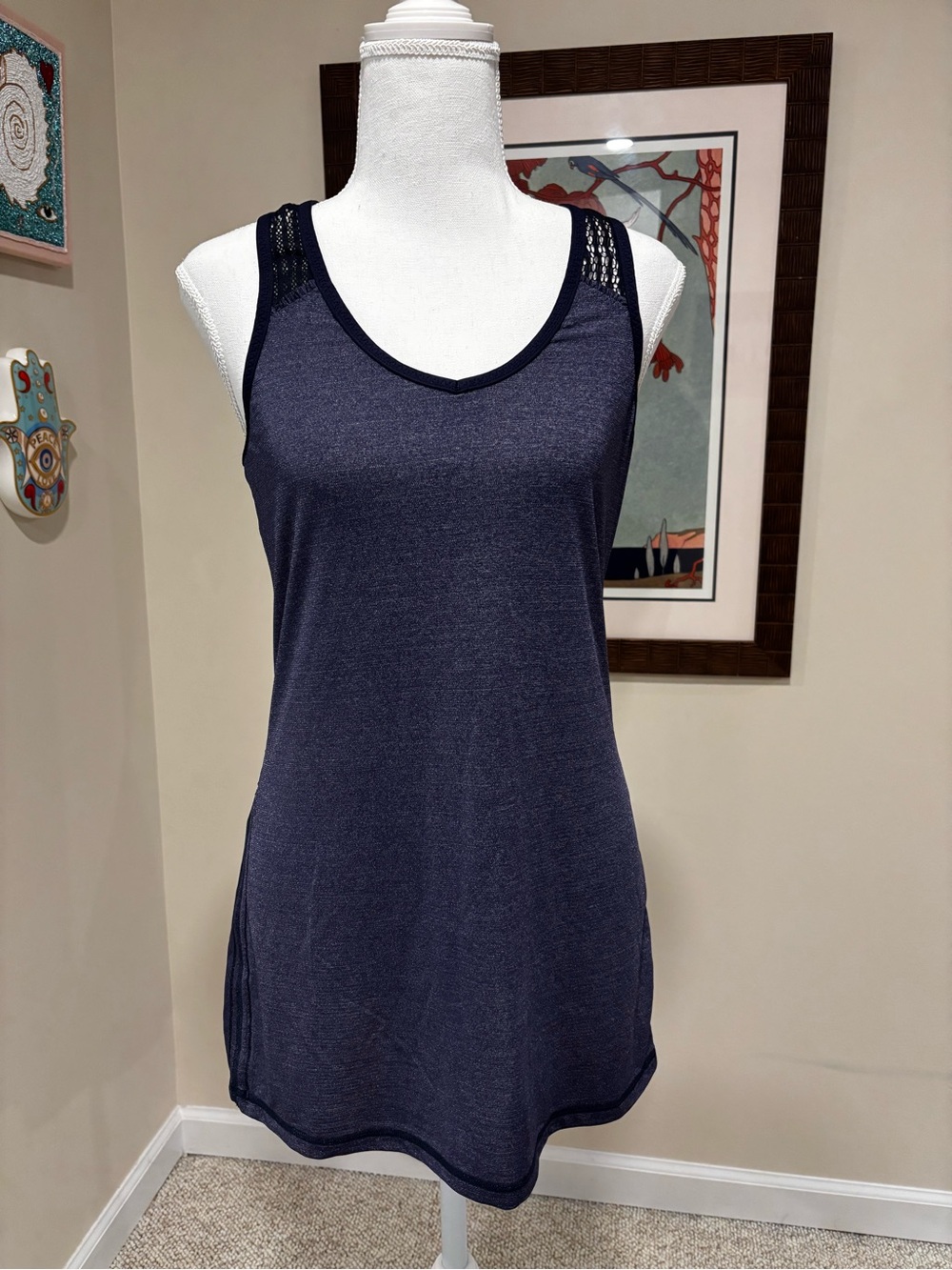 lululemon athletica Navy Racerback Tank with Lace Insets
